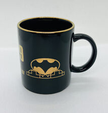 Vintage 1997 Batman Mug C Check B~29 DC Comics Black Gold Trim Bat Logo 00 picture