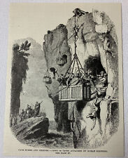 1887 magazine engraving ~ JEWS IN CAVES, ATTACKED BY ROMAN SOLDIERS picture