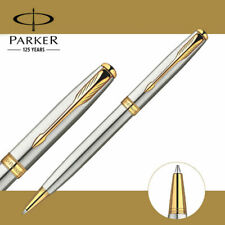 Parker Sonnet Ballpoint Pen Stainless Steel Gold Clip With 0.7mm M Black Ink  picture