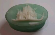 Vintage Walt Disney Castle Green/white Soapstone Oval Trinket Box  picture