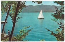 Postcard Lake George From Diamond Point New York Vintage Sailboat picture