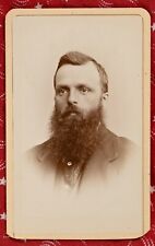 Maine Man in 19th Century Wide Lapels & Bushy Beard; Antique Original Photo CDV picture