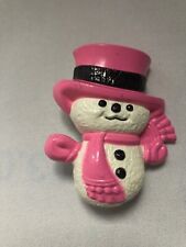 Vintage 1974 Avon Wee Willy  Snowman Pin Pal Clean Empty Glacé Compartment Pink picture