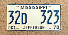 1970 MISSISSIPPI license plate– JEFFERSON CO –ORIGINAL antique vintage auto tag picture
