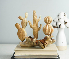 Wooden Cactus Sculpture, Decor, Hand Carved Miniature, Kitchen Decor, Xmas Gifts picture