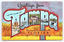 Postcard Greetings From Tampa Florida Large Letter E. C. Kropp picture