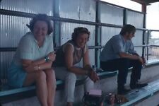 1971 Two Women One Man Smiling in Bleachers Colorado Summer Vintage 35mm Slide picture