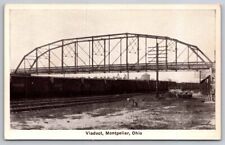 eStampsNet - Viaduct over Railroad Train Montpeller OH Wabash Auburn Postcard  picture