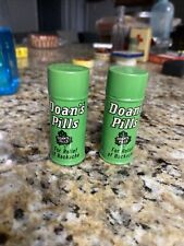 LOT OF 2 VINTAGE DOANS PILLS TIN MEDICINE CANISTER GREEN EMPTY PUREX CORP picture