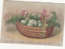 May the Hope of Easter Cheer Your Path Basket Green Eggs Vict Card c1880s picture