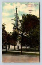 Lewistown IL, Presbyterian Church Street View Illinois Vintage Postcard picture