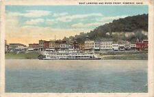 J12/ Pomeroy Ohio Postcard c1920s Boat Landing River Front Stores 79 picture