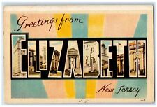 1944 Greetings From Elizabeth Buildings Multiview New Jersey NJ Posted Postcard picture