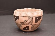 ATQ ACOMA PUEBLO GEOMETRIC POTTERY JAR POT NATIVE AMERICAN INDIAN Pinched VTG picture