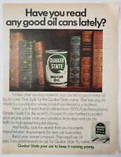 1972 Quaker State Motor Oil Vintage Print Ad Have You Read Any Good Oil Cans picture