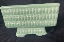 Vintage 1950’s Mid Century Green Embossed Pottery Footed Planter picture
