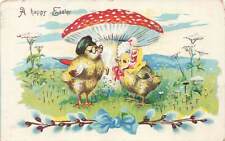 c1910  Anthropomorphic Chicks Dressed Humanized Mushroom Germany Easter P303 picture