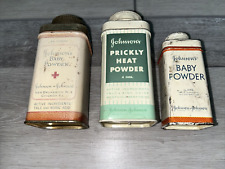 3 Vintage Johnson's Baby Powder, Prickly Heat Tin Lot #259 picture