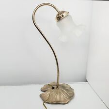 Vintage Grandlite Lily Pad Lamp Metal Flower Glass Shade Goose Neck. Works picture
