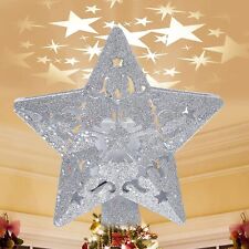 Christmas Tree Topper Lighted LED Star Snowflake 3DProjector Rotating Lamp Decor picture
