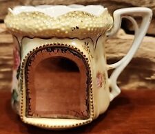 RARE Antique RED MARK PRUSSIA Victorian Floral Mustache Teacup with Mirror picture