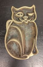 Vintage Cast Metal  Cat Ashtray / Trinket Dish Kitsch Boho Retro  picture
