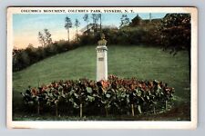 Yonkers NY-New York, Columbus Park, Columbus Monument, Vintage Souvenir Postcard picture