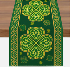 Vintage St. Patrick's Day Table Runner St Patricks Day Decorations, Green Clover picture