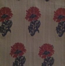 CLARENCE HOUSE Hill Brown Lucknow Red Navy Floral Woven Remnant New  picture
