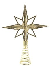 Champagne Gold Glittered Moravian Star Tree Topper picture