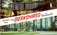 C.1957 Greetings From The Berkshires Covered Bridge Massachusetts Postcard 331 picture