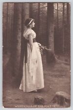 Postcard Ethereal Beautiful Lady Whisperings Of The Forest Vintage Antique 1908 picture
