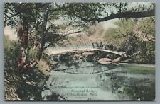 Memorial Bridge Stockbridge Massachusetts Hand Colored Vintage Postcard c1908 picture
