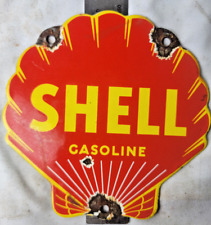 VINTAGE SHELL GASOLINE PORCELAIN SIGN PUMP PLATE GAS STATION OIL picture