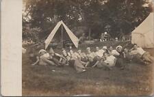 RPPC Postcard Group Teens in Costumes Outside Tent Summer Camp?  #2 Being Silly picture