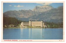 Vintage Canadian Rockies Behind C.P.R. Chateau Lake Louise Postcard  picture