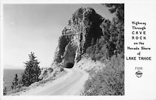 Highway 28 Through Cave Rock Lake Tahoe Nevada 1940s Frashers RPPC Postcard picture