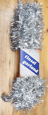 VTG UNION WADDING CO. 25 FT X 3 INCH SILVER TINSEL CHRISTMAS TREE GARLAND USA picture