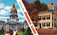 Greetings from Springfield IL Banner Postcard A133 picture
