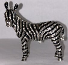 Vintage Jeweled Zebra Trinket Box Magnetic Hinged Closure Enameled Figurine picture