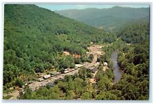 c1960s Aerial View Of The Main Business Section Of Cherokee NC Unposted Postcard picture