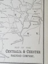 ◇ 1896 original train route map CENTRAILA & CHESTER RAILROAD Muddy Creek Illinoi picture