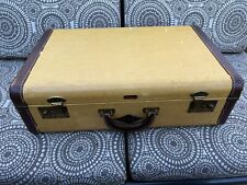 Vtg “Lincoln” 21x7x 13.5”Tweed & Leather Suitcase 1930s 1940s Old Luggage Decor picture