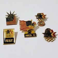 Vintage 1984 LA Olympics Official Sponsor Pins and 1983 Liberty Island Pin picture