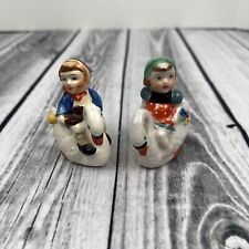 VINTAGE NAPCO ANTHROPOMORPHIC SWANS WITH BOY&GIRL SALT&PEPPER,JAPAN,1940'S picture