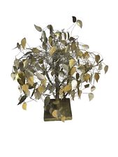 MCM DREAM TREE MID CENTURY TWISTED WIRE SCULPTURE GOLD LEAVES Dragonfly picture