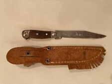 Vintage 1970s Indian Guides~Snap Leather Sheath~Fixed 2.75 Blade Bowie Knife picture