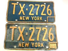 1972 New York License Plates Tag Original TX-2726 Matching Set Vintage Rustic picture