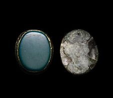 EXCEEDINGLY RARE Hellenistic Jewel Jewelry Jade Gemstone in Silver Capsule picture