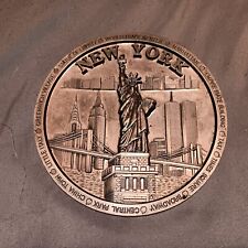 3-D New York City NYC Lady Liberty Plate World Trade Center Made in Korea Pewter picture